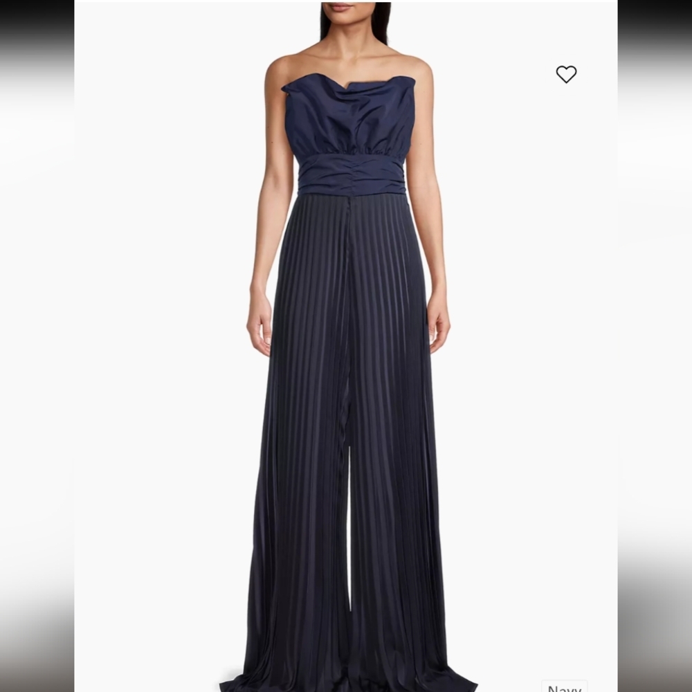 ONE33 Social Pleated Crepe Jumpsuit Navy Blue Size 4